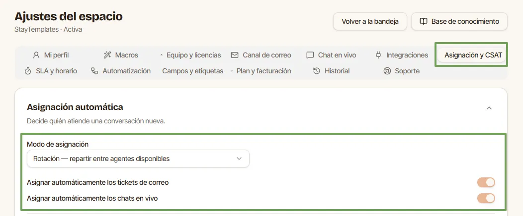 Asignacion automatica de tickets