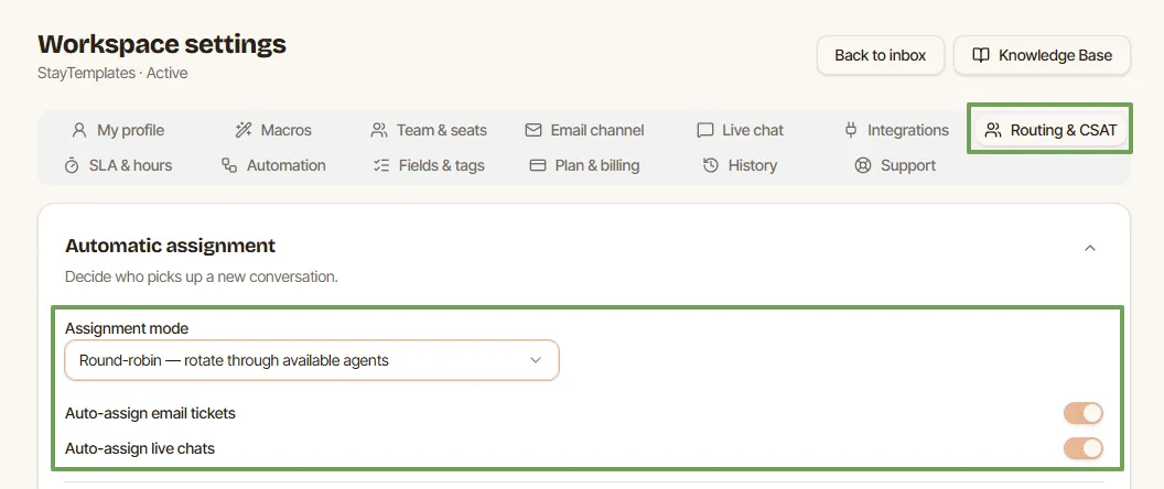 Automatic ticket assignment